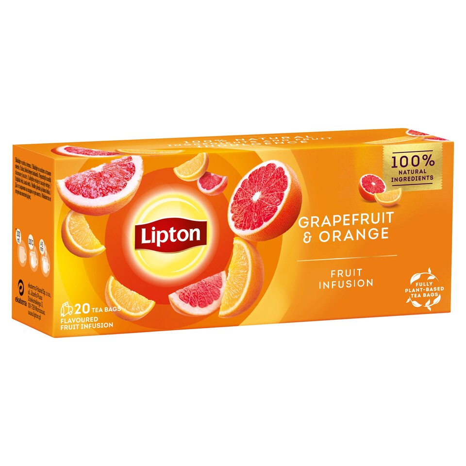 Obrázek 1 pro produkt Lipton Grapefruit & Orange aromatizovaný ovocný nálev 20 sáčků 34g