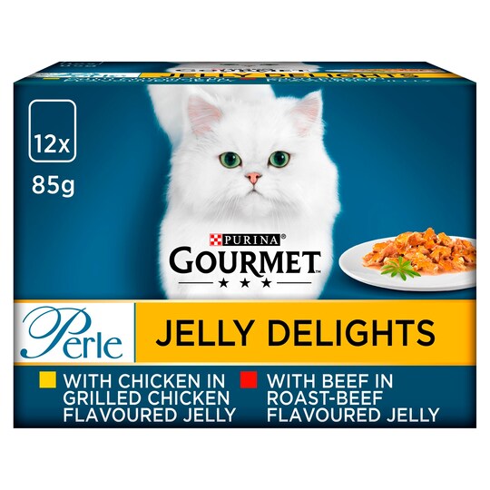 Gourmet Perle Chicken & Beef Jelly Cat Food 12X85g Tesco Groceries