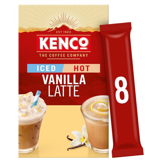 Kenco Iced Or Hot Vanilla Latte 8 X 20.3G Tesco Groceries