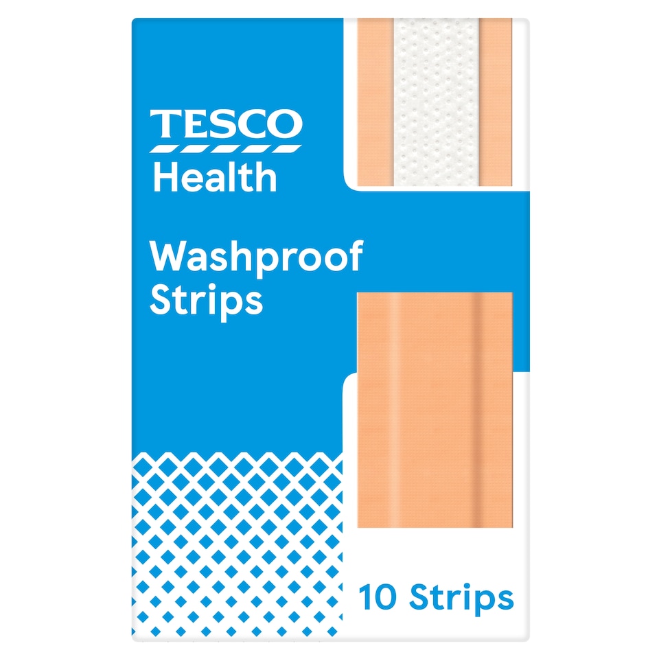 Tesco Health Washproof Plasters 10 Strips 6cm x 10cm
