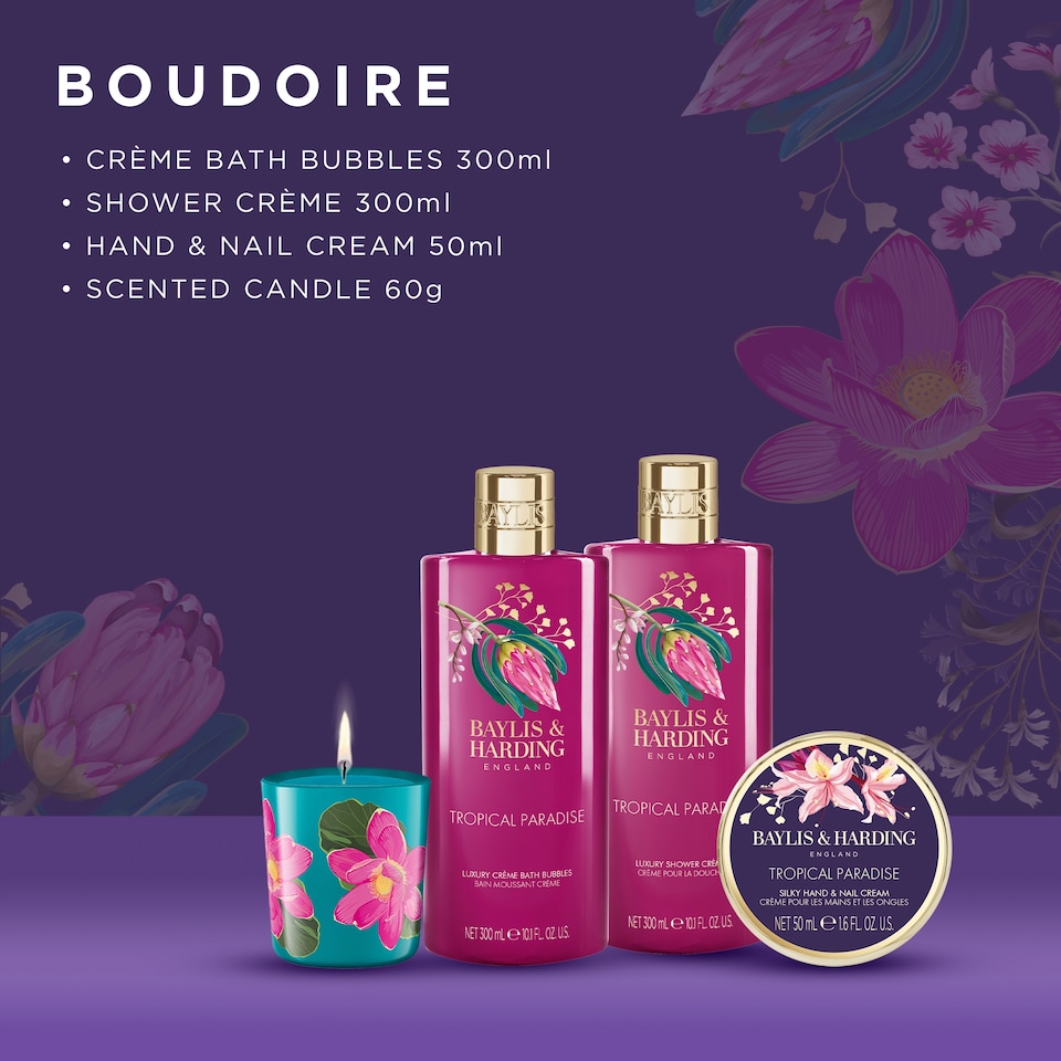 image 1 of Baylis & Harding Boudoire Gift Wrapped Candlelit Gift Set