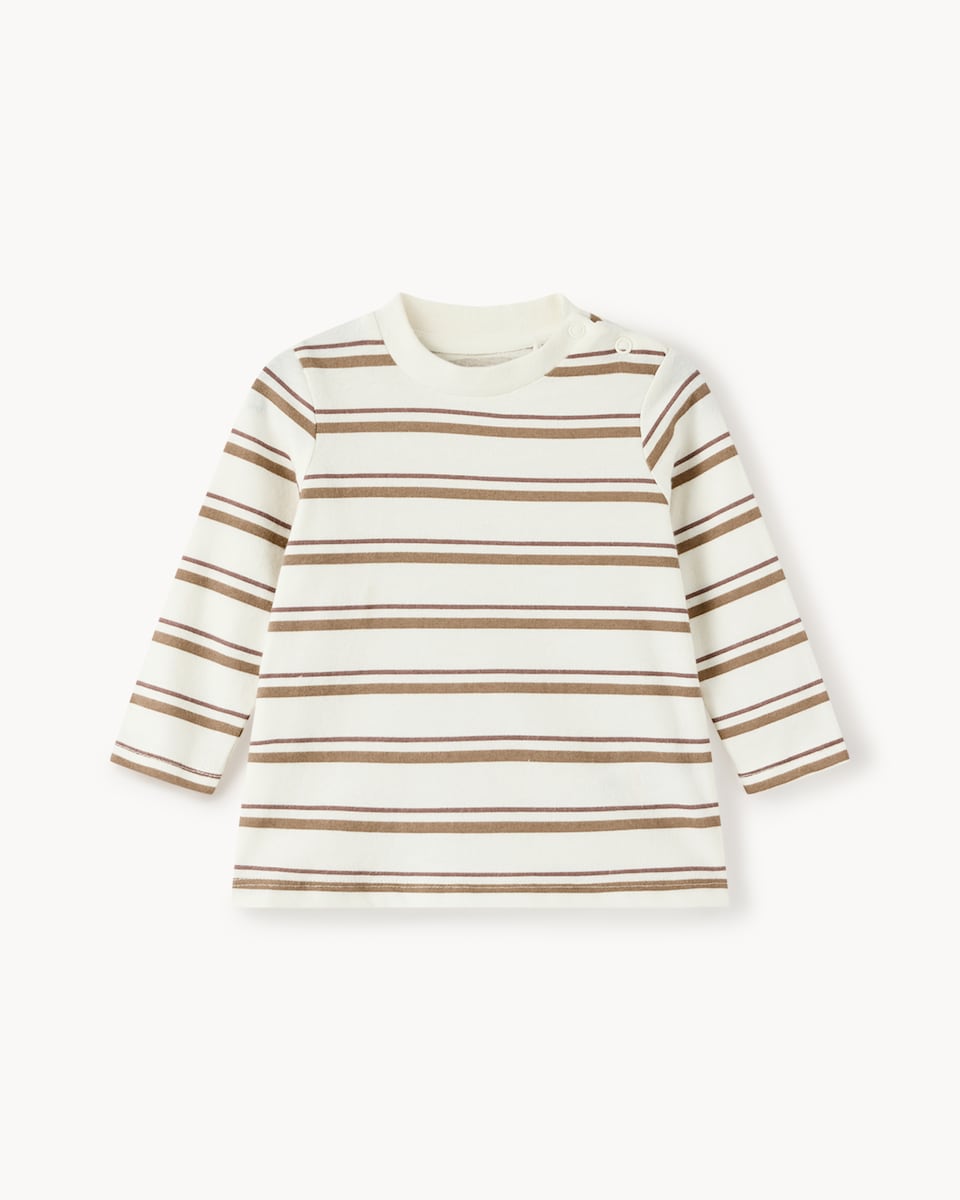 image 1 of F&F Baby Quilted Jacket, Striped T-Shirt and Jeans Set in Green