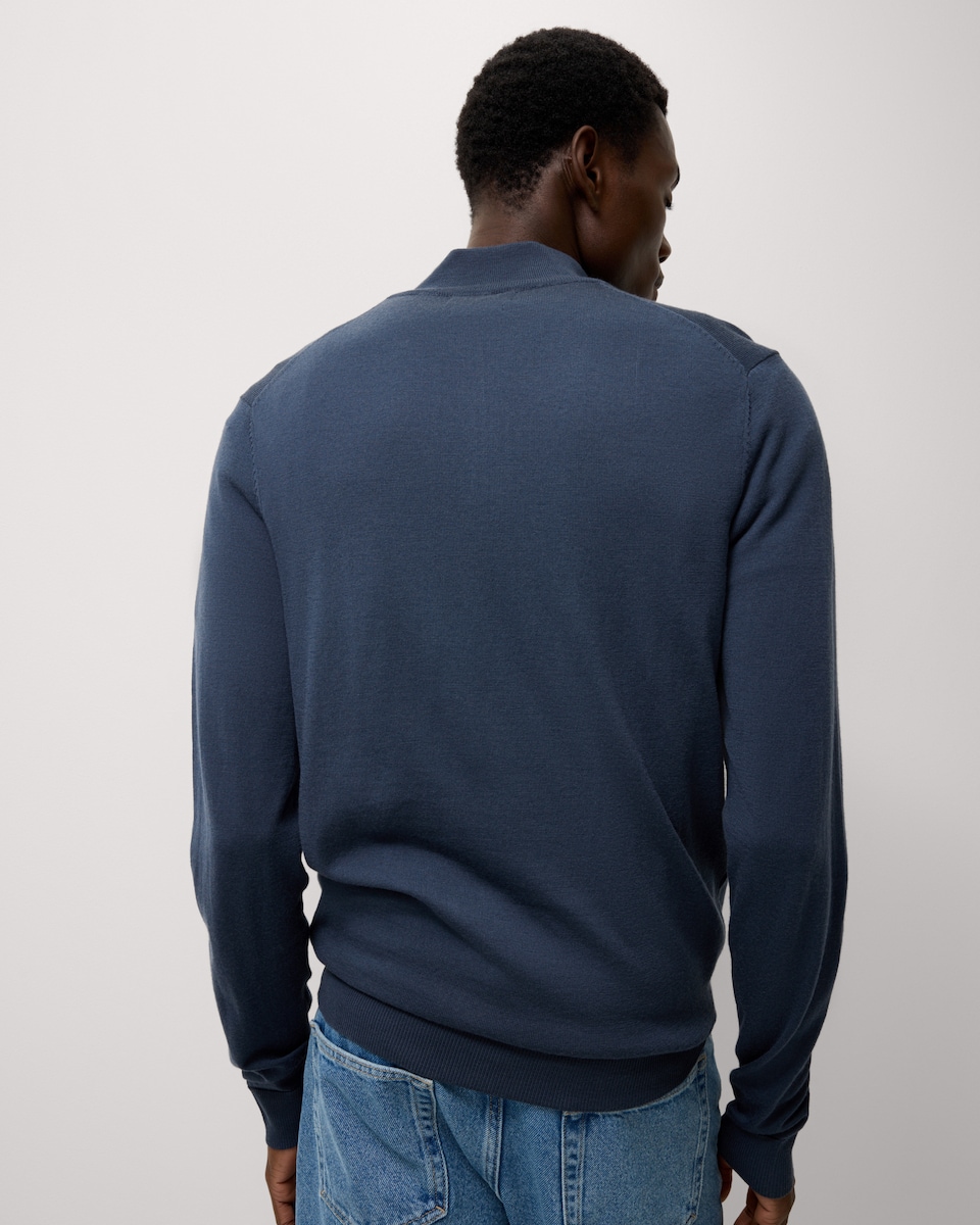 image 1 of F&F Merino Wool Half Zip Jumper in Blue