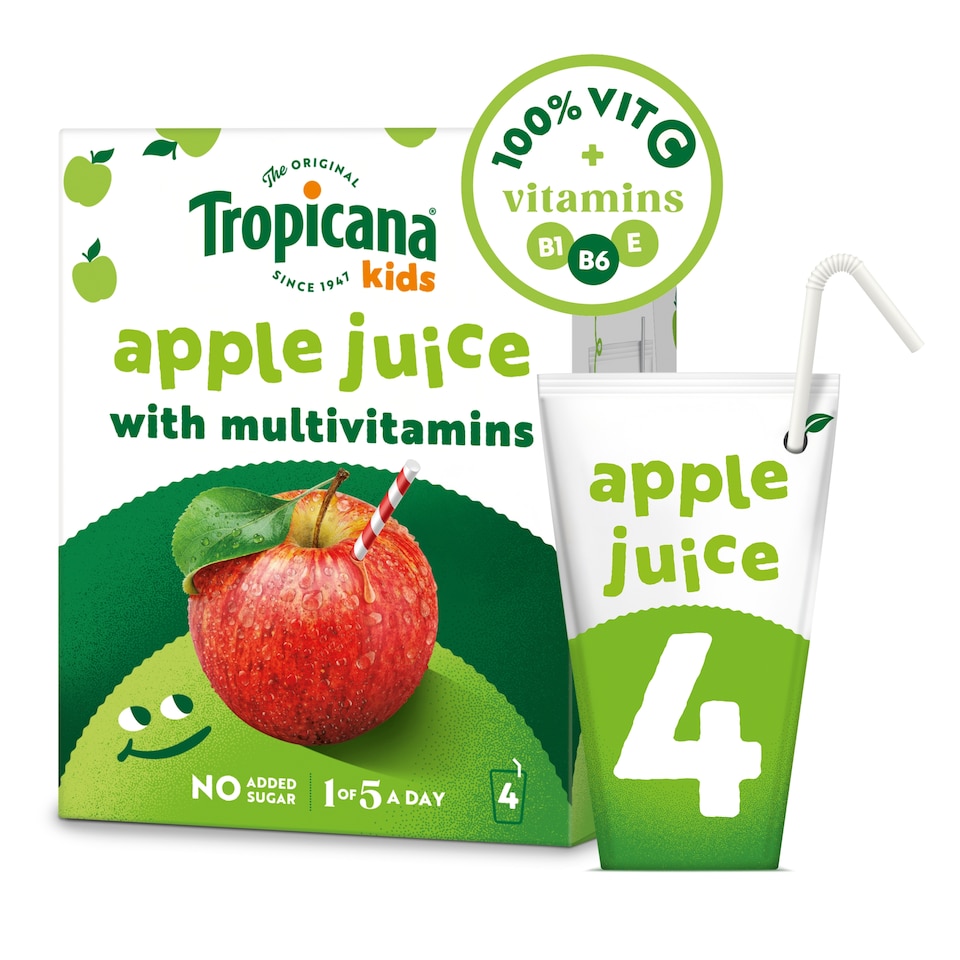 image 1 of Tropicana Kids Pressed Apple Juice 4 x 150ml