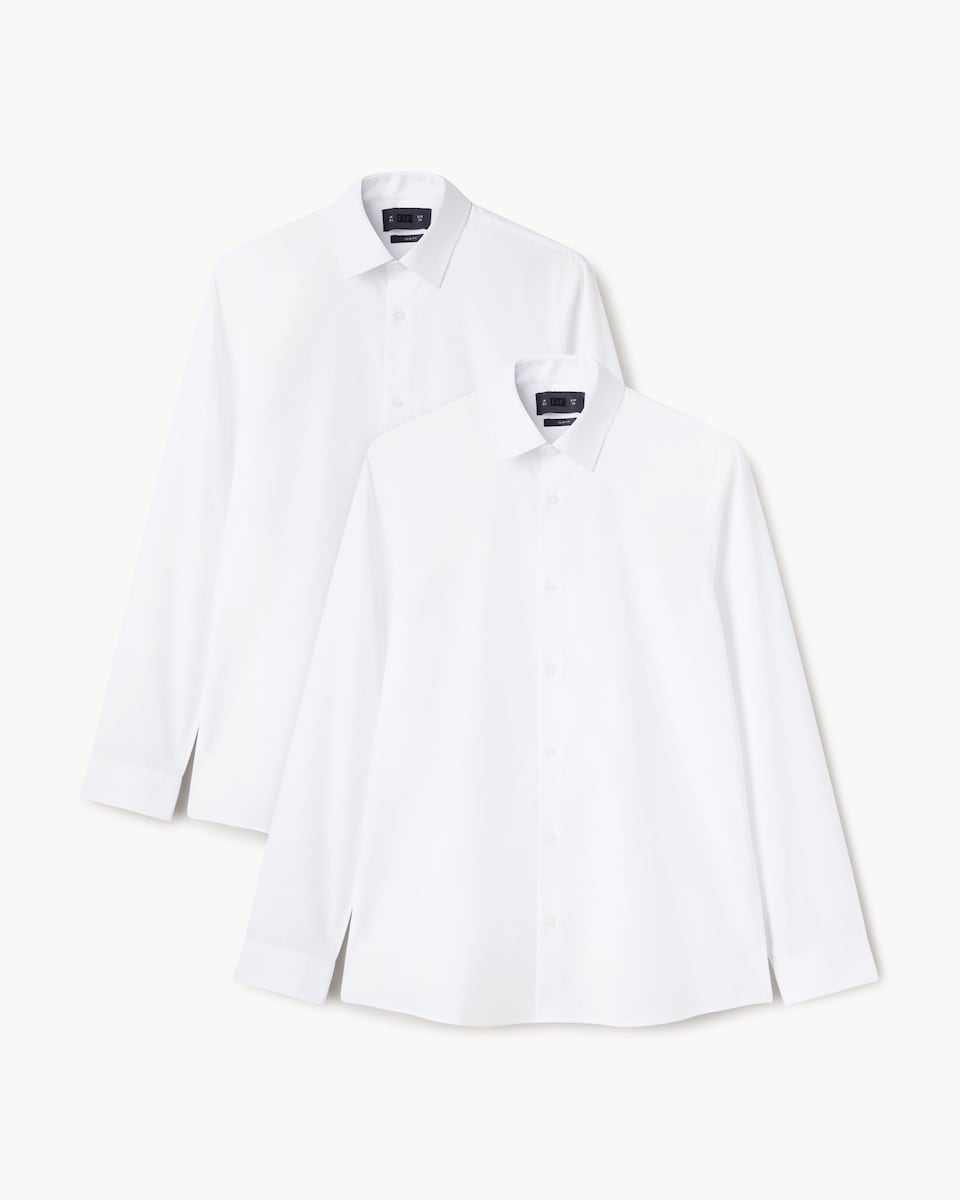 image 1 of F&F 2-Pack Regular Fit Easy Iron Long Sleeved Formal Shirts in White