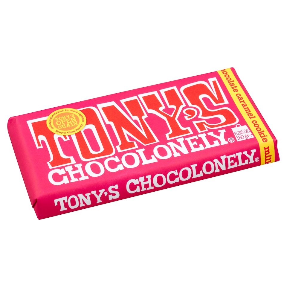 Tony's Chocolonely Mléčná čokoláda s kousky sušenek a karamelu 180g