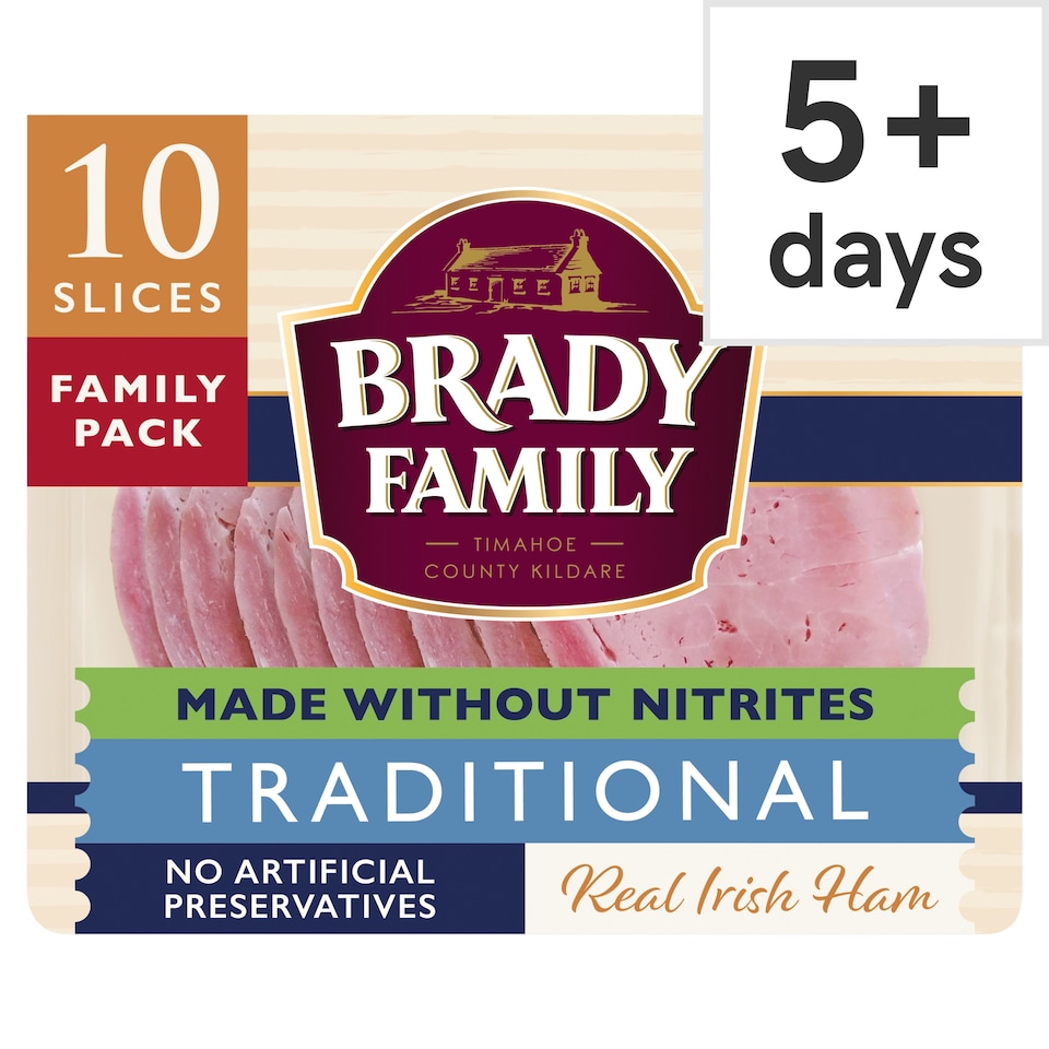 Brady Family Made Without Nitrites Traditional Thinly Sliced Real Irish Ham 120g