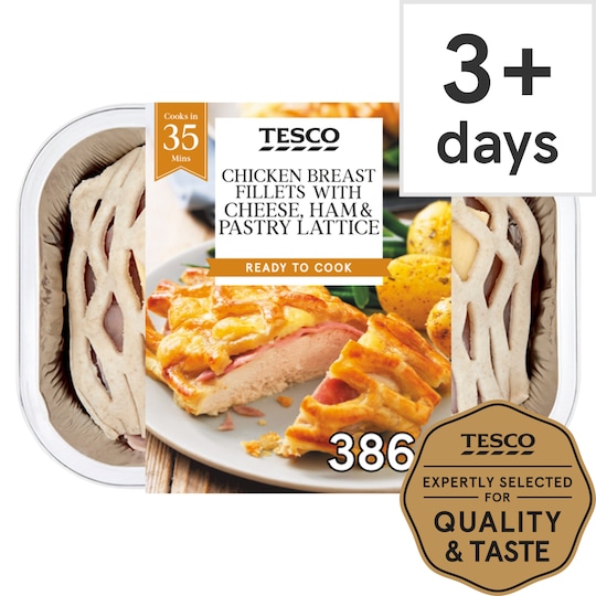 Tesco 2 Chicken Breast Cheese & Ham Lattice 386G Tesco Groceries