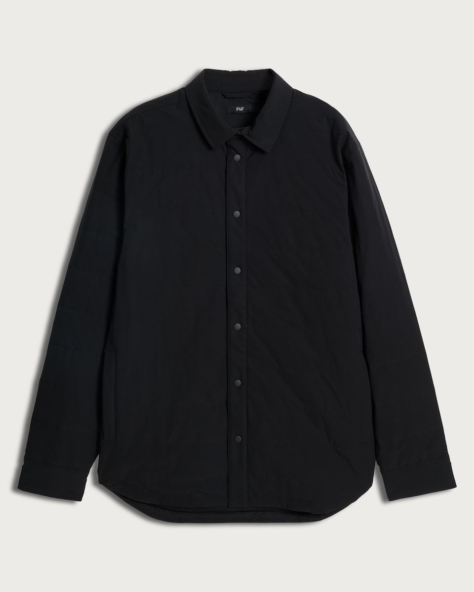 image 1 of F&F Quilted Long Sleeved Shacket in Black