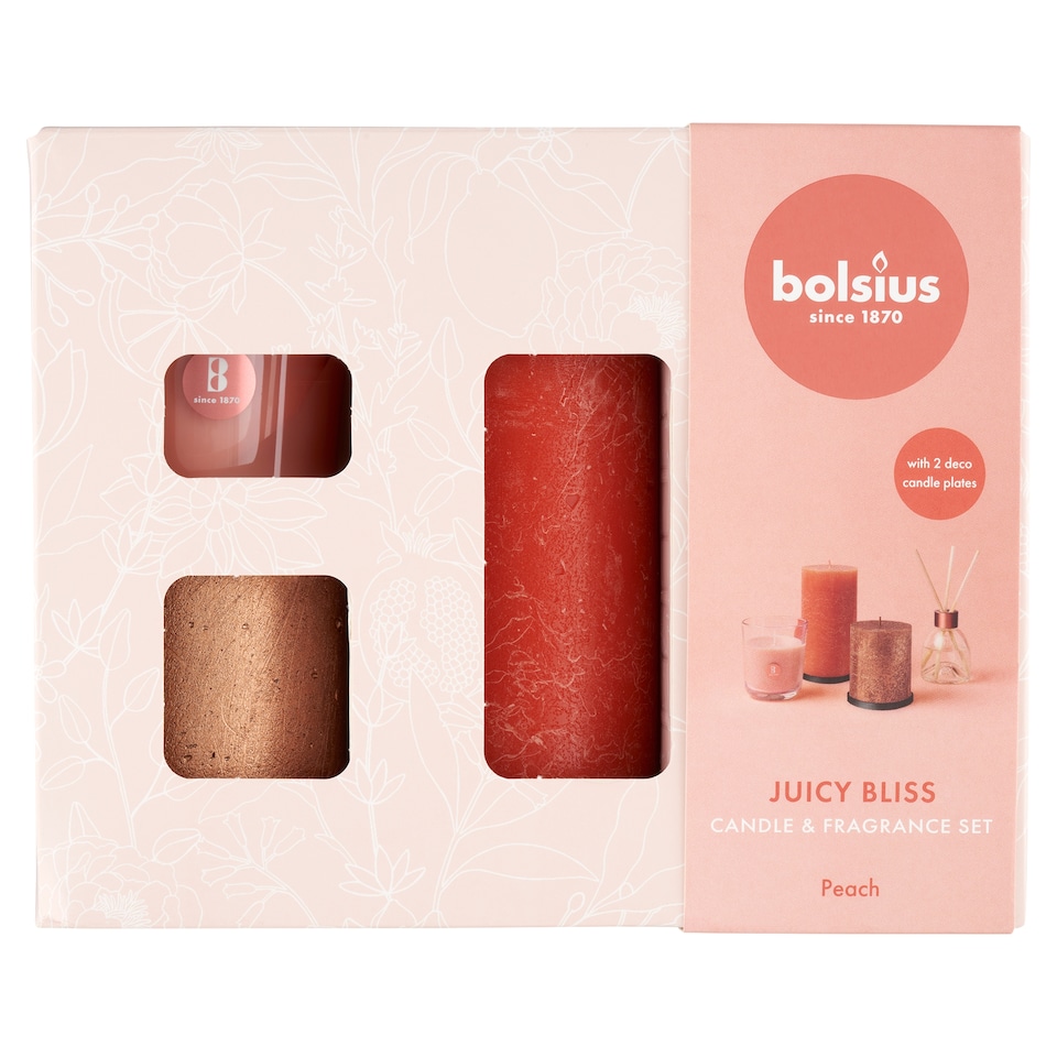 Bolsius Peach Juicy Bliss Candle & Fragrance Set