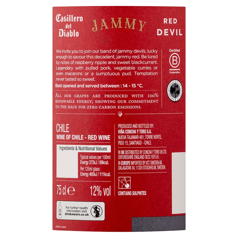 image 1 of Casillero del diablo Jammy Red Devil Concha Y Toro 75CL