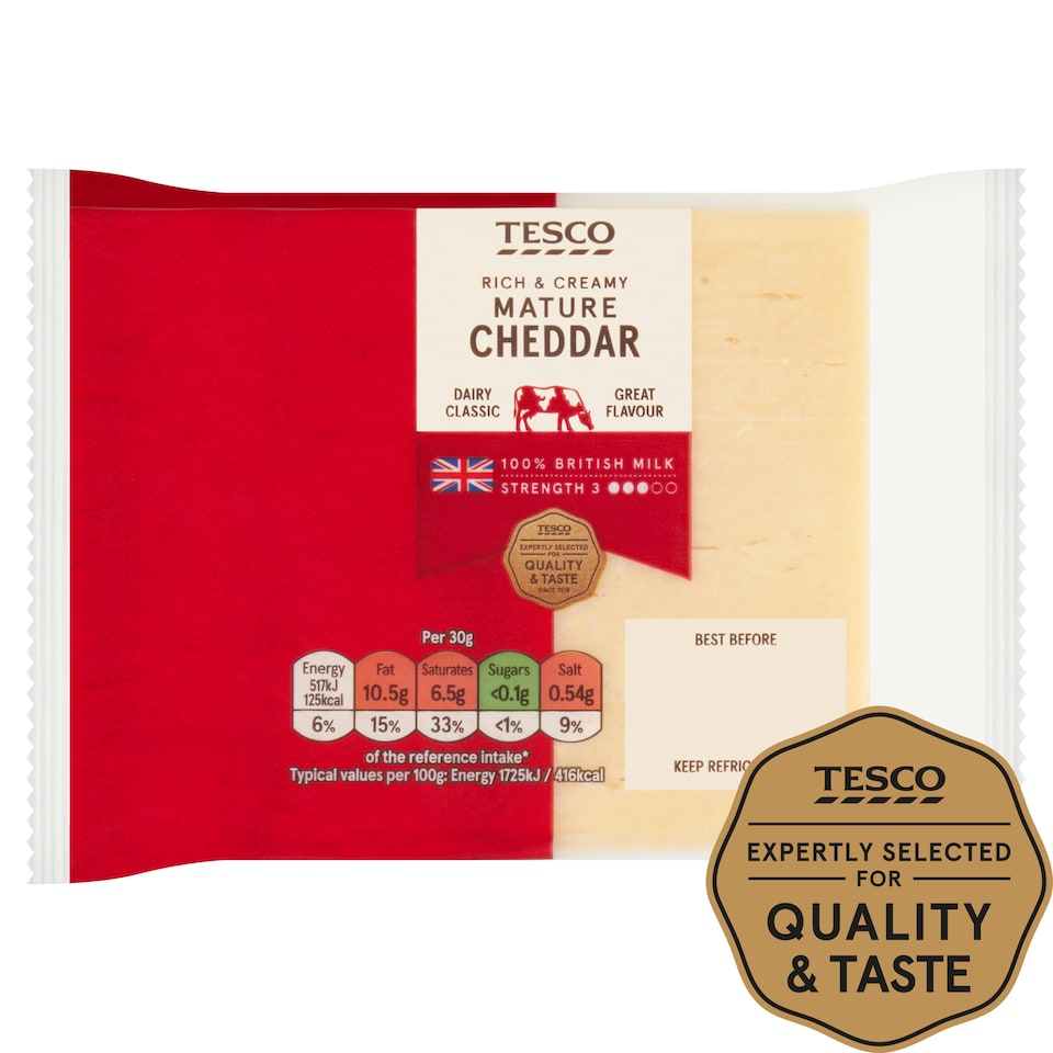Tesco British Mature Cheddar Cheese 220G