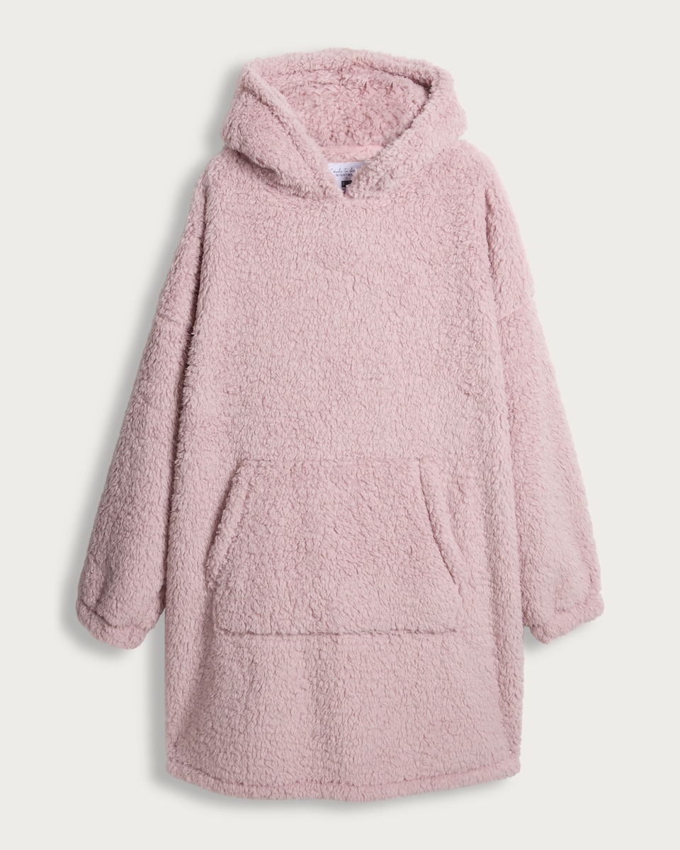 image 1 of F&F Fleece Oversized Pyjama Hoodie in Pink