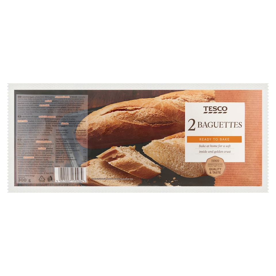 Tesco Pšeničné bagety prepečené 2 ks 300 g