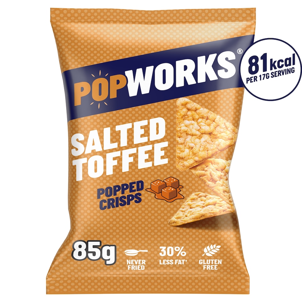 image 1 of Popworks Salted Toffee Popped Crisps Sharing Bag 85g