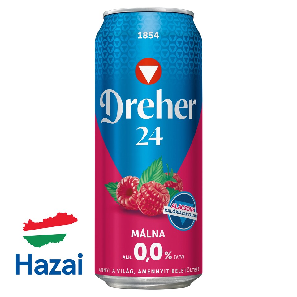 Dreher 24 Málna alkoholmentes világos sör és málna ízű ital keveréke édesítőszerrel 0,0% 0,5 l