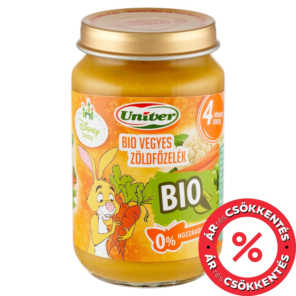 Univer bio vegyes zöldfőzelék zöldségpüré a bébinek, 4 hónapos kortól 163 g