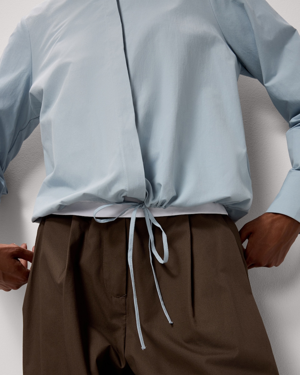 image 1 of F&F Funnel Neck Shirt in Blue