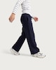 image 1 of F&F Girls Cotton Rich Wide Leg Drawstring Joggers in Navy