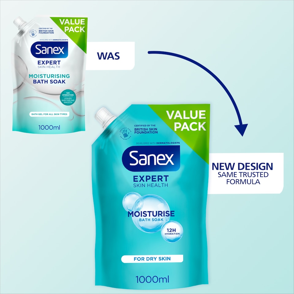 image 1 of Sanex Expert Moisturising Bath Soak Refill 1L