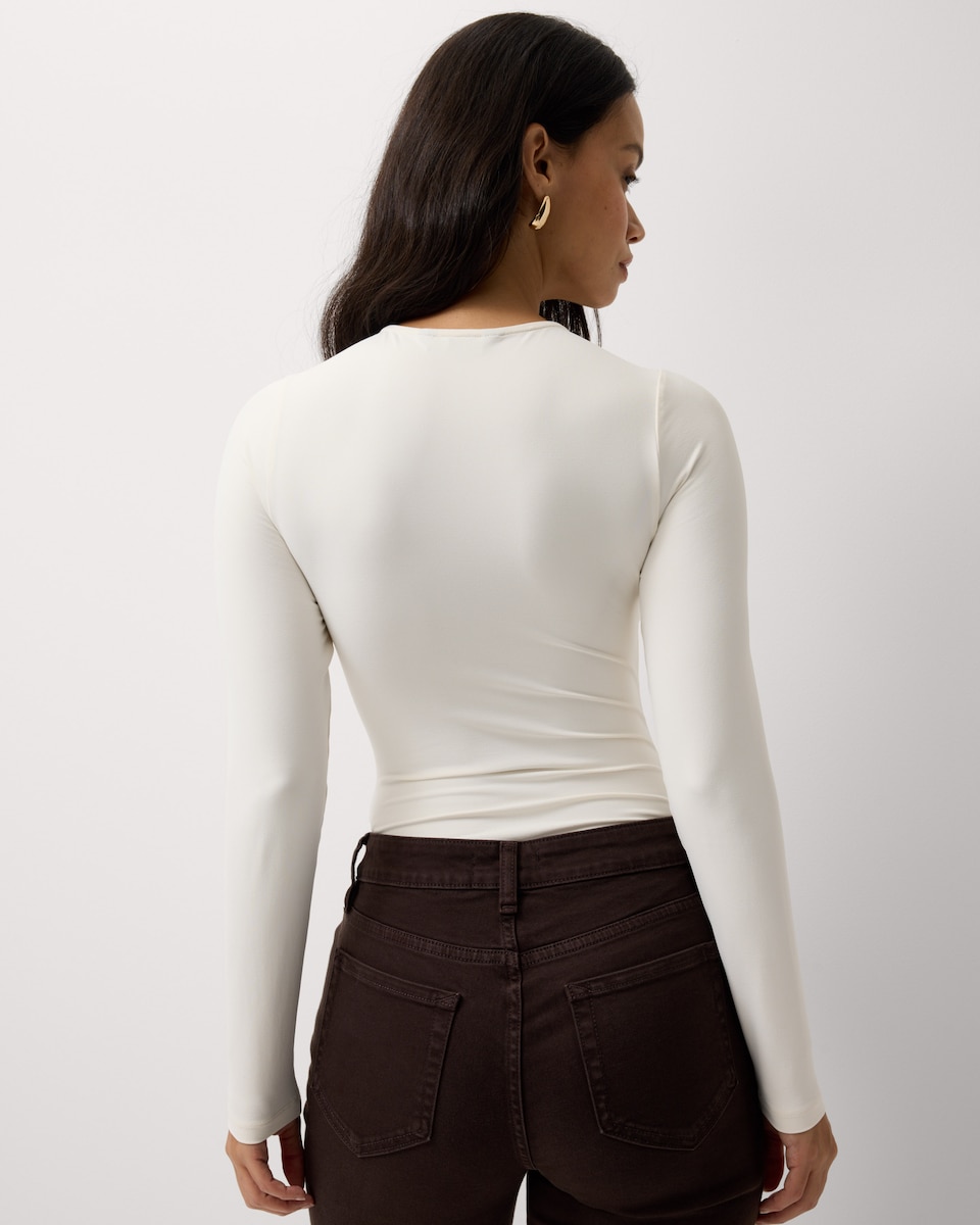 image 1 of F&F 2-Pack Polyamide Crew Neck Long Sleeved Bodysuits in Multi Brown