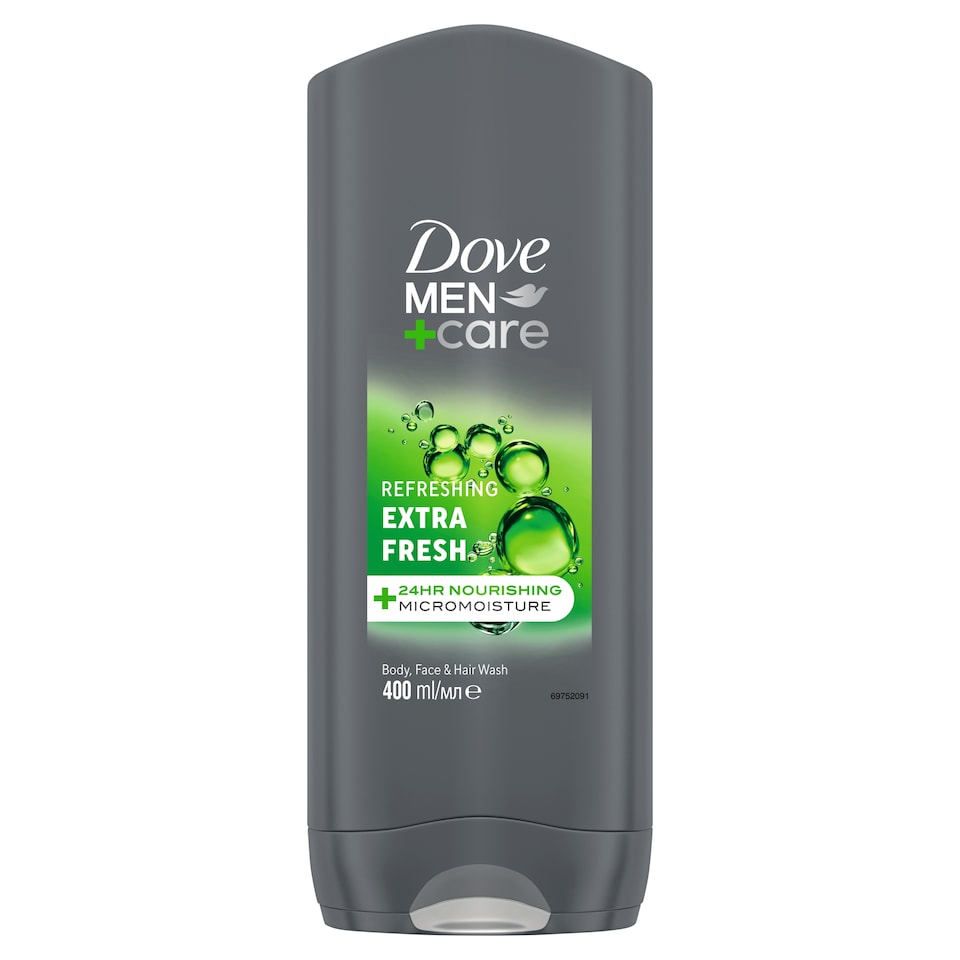 Dove Men+Care Refreshing Extra Fresh tusfürdő testre, arcra, hajra 400 ml