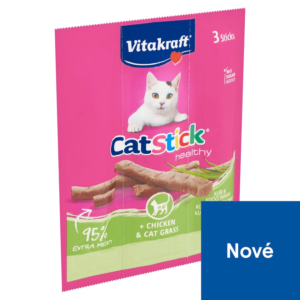 Vitakraft Cat Stick Healthy kuře & kočičí tráva 3 ks 18g