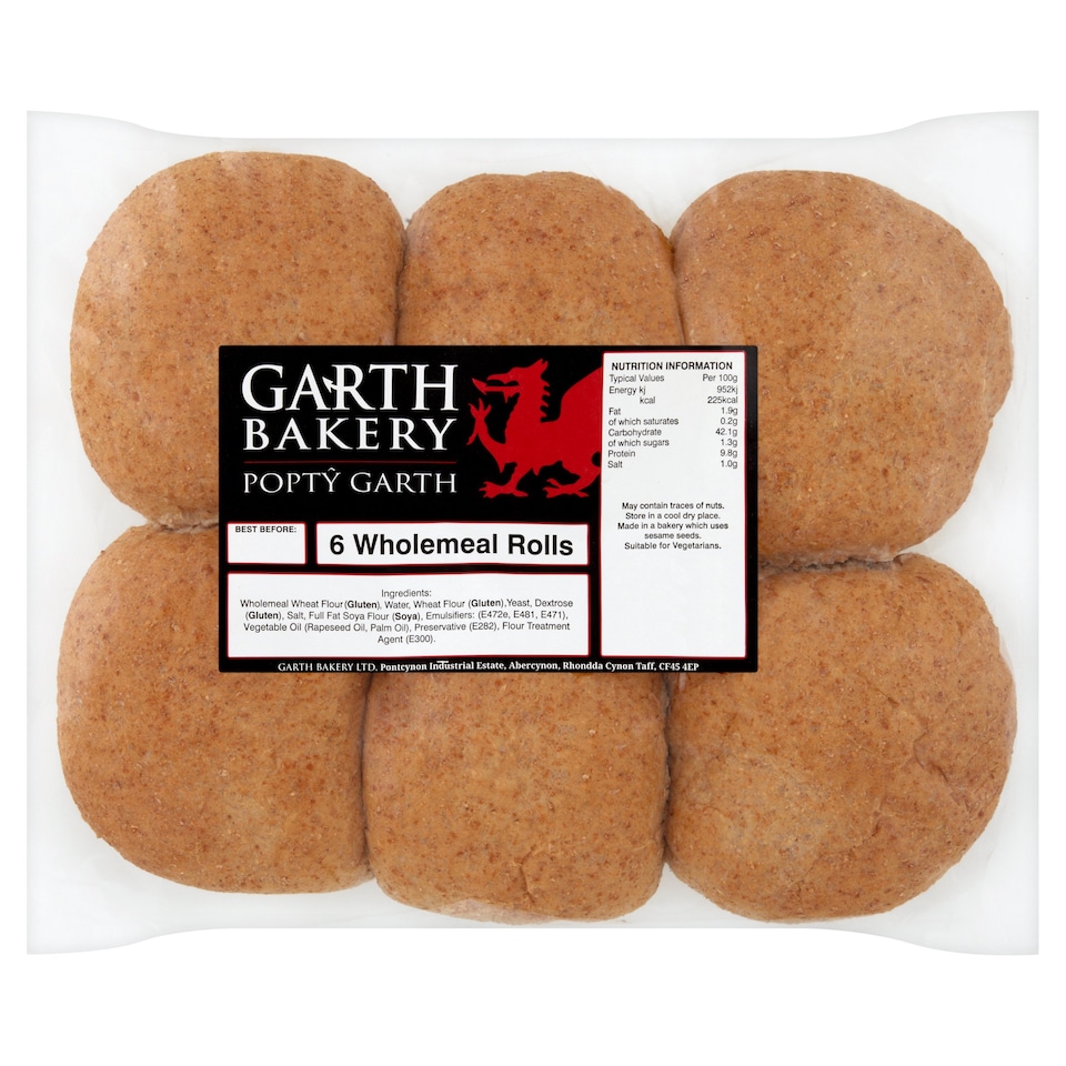 Garth Bakery Wholemeal Rolls 6 Pack