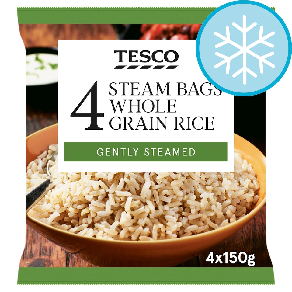 Tesco 4 Steam Bags Whole Grain Rice 4 X 150G