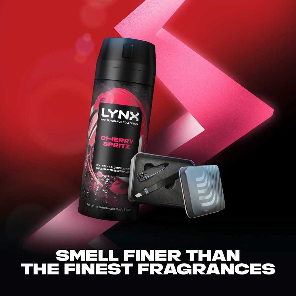 image 1 of Lynx Fine Fragrance Cherry Spritz Bodyspray & Grooming Tin Gift Set