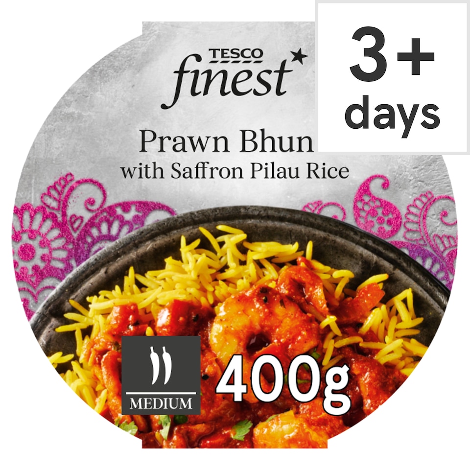 Tesco Finest Prawn Bhuna & Saffron Pilau Rice 400g