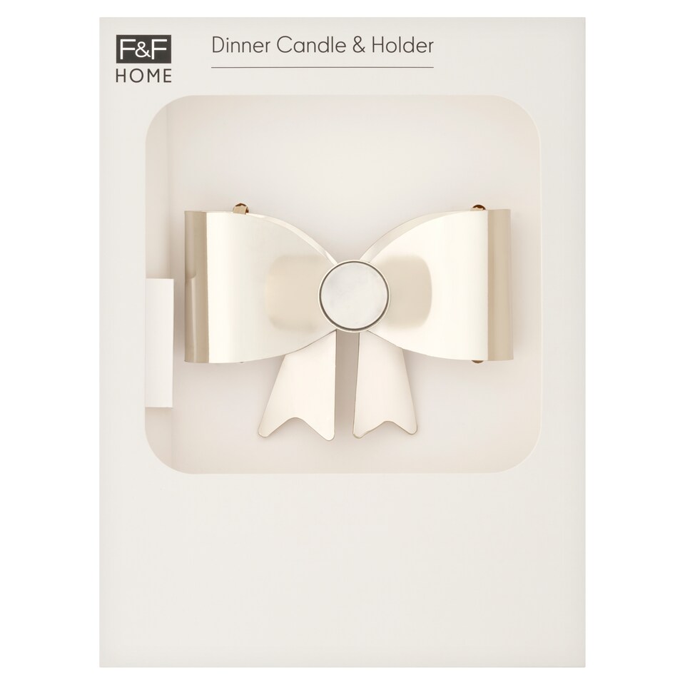 F&F Home Valentines Candle and Bow Candle Holder Set