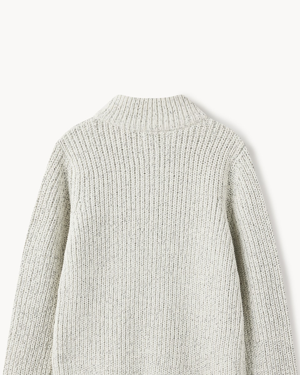 image 1 of F&F Boys Chenille Knitted Quarter Zip Jumper in White