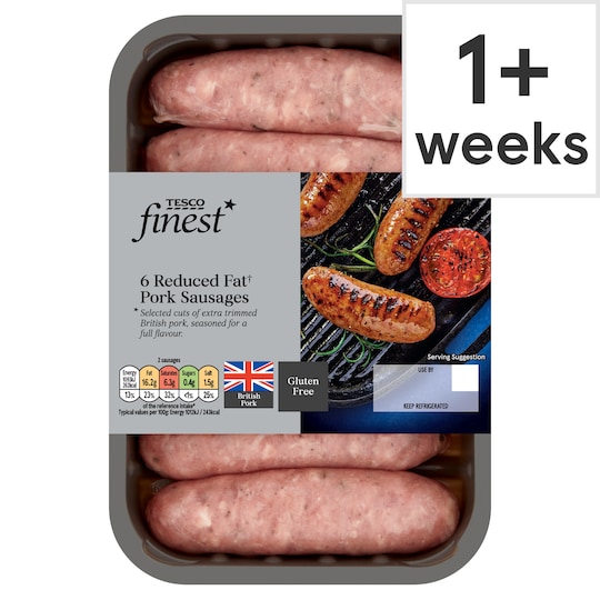 Tesco Finest 6 Reduced Fat Sausages 400G Tesco Groceries