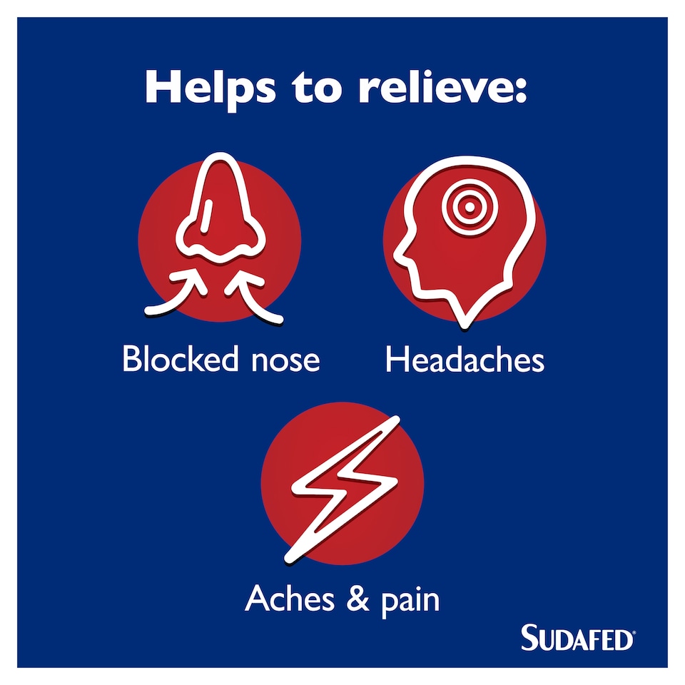 image 1 of Sudafed Sinus Max Strength Capsules with Paracetamol, Caffeine, Phenylephrine 16s