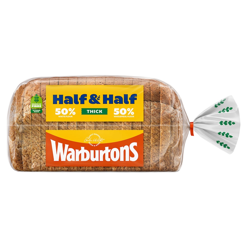 image 1 of Warburtons Half & Half Thick Sliced Bread 800g