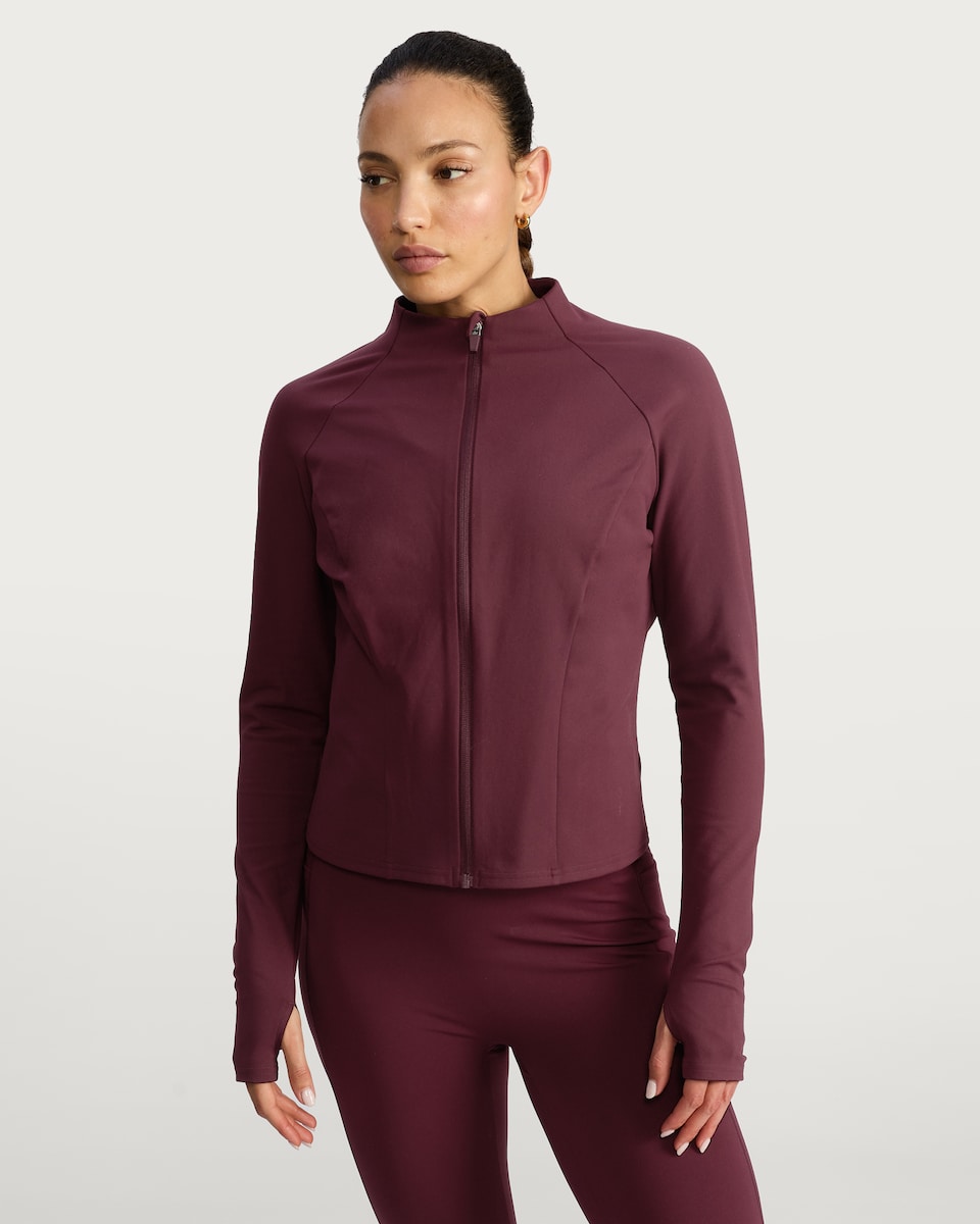 image 1 of F&F Active Soft Touch Zip Through Jacket in Berry