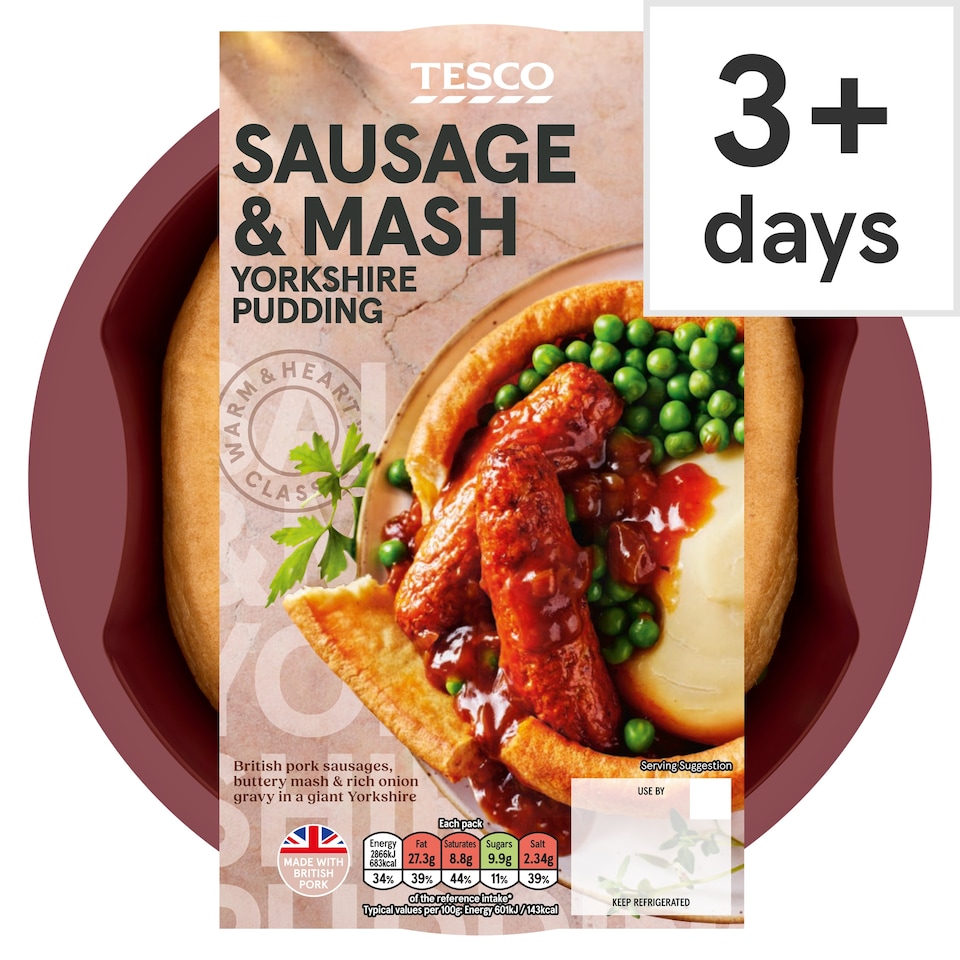 Tesco Sausage & Mash With Yorkshire Pudding 500g
