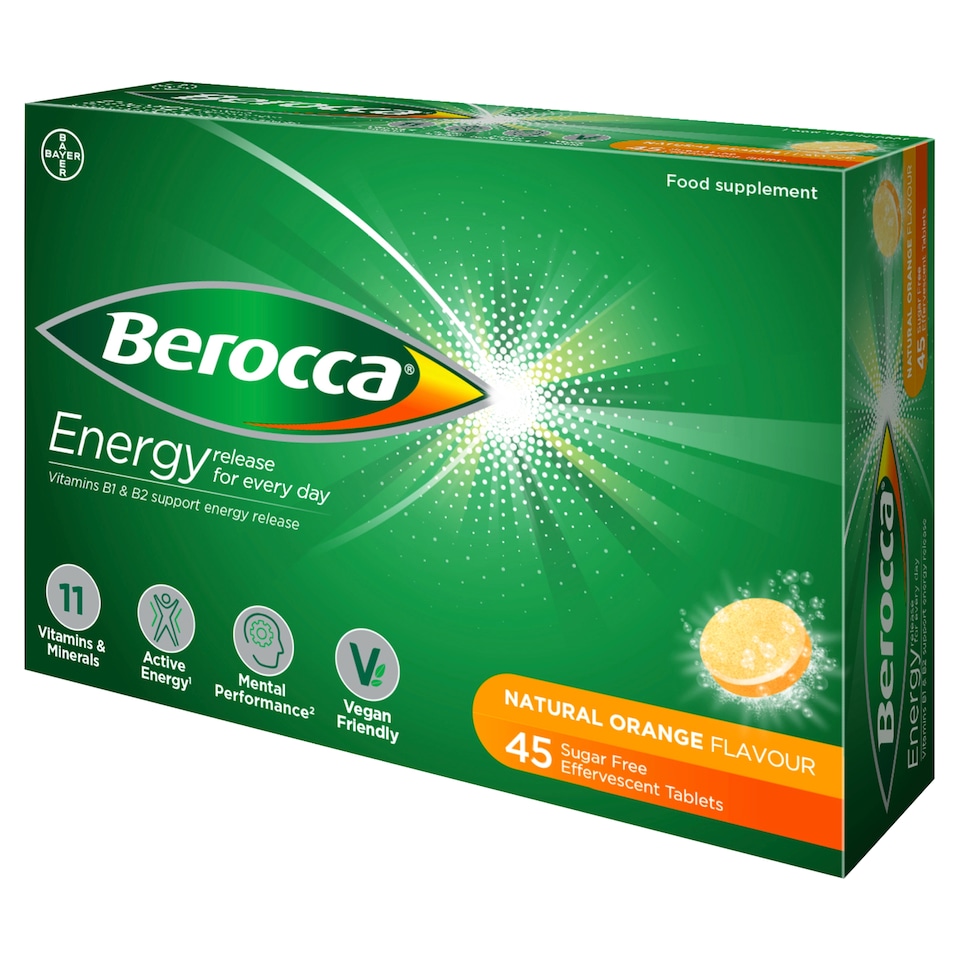 image 1 of Berocca Natural Orange Vitamin and Mineral Effervescent Energy Tablets 45s
