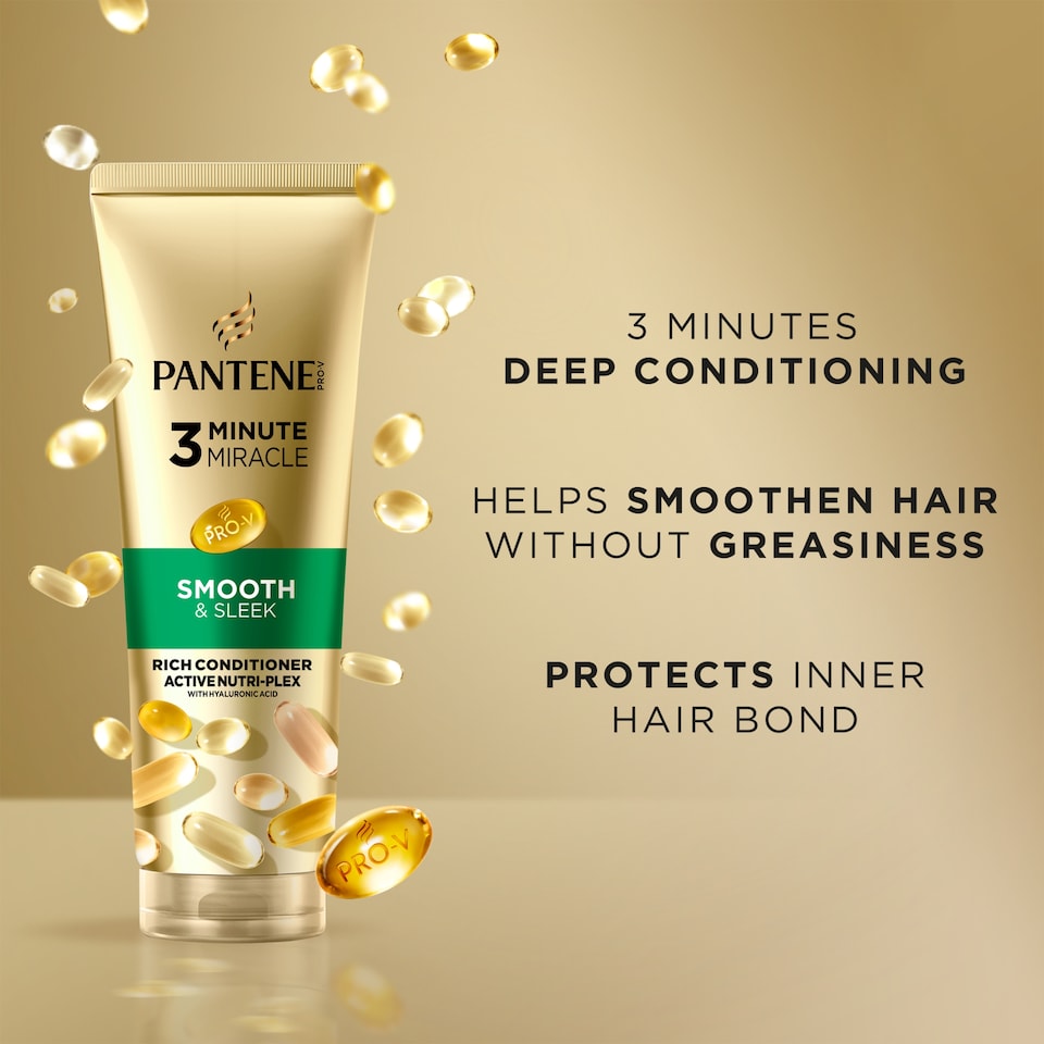 image 1 of Pantene 3 Minute Miracle Smooth & Sleek Conditioner 220ml