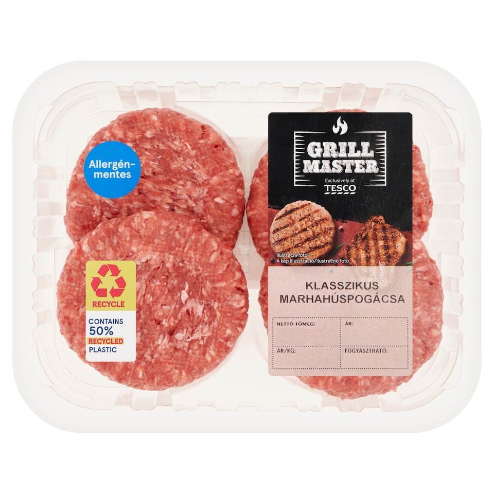 Grill Master klasszikus marhahúspogácsa 440 g