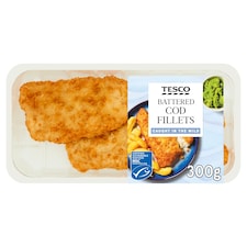 Tesco 2 Battered Cod Fillets 300G