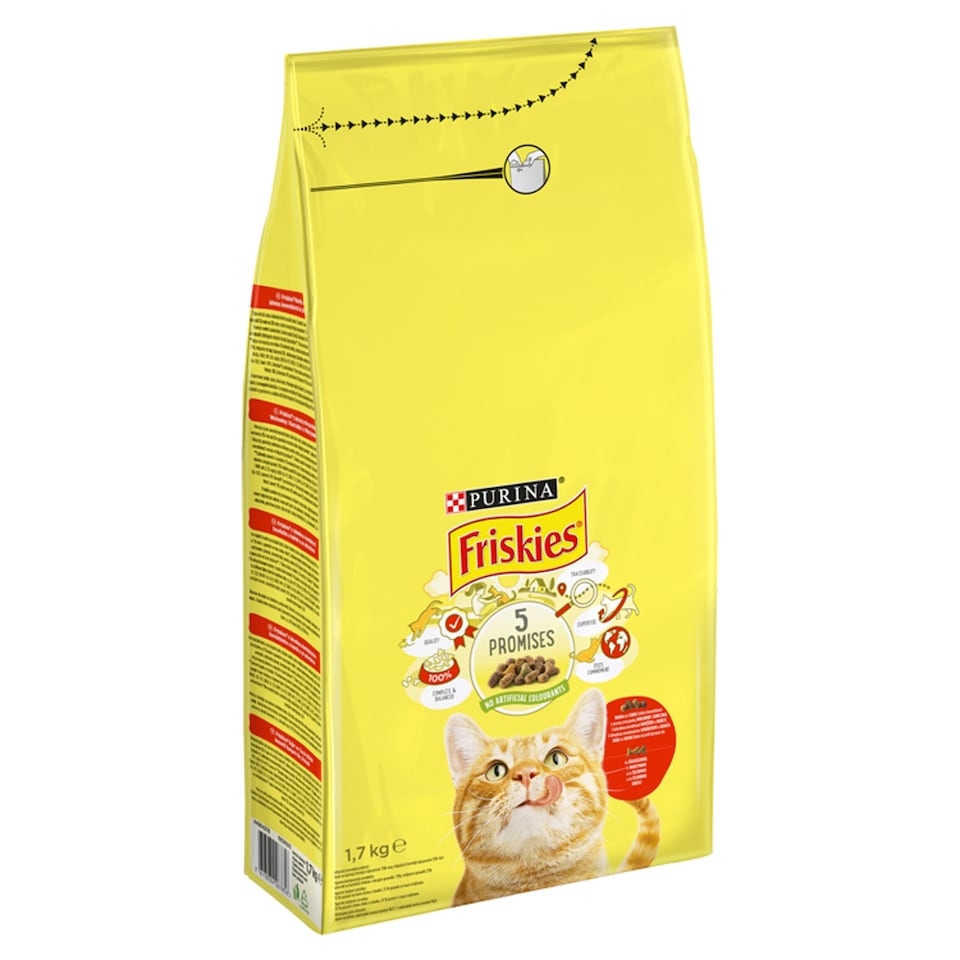 Purina Friskies marhával, csirkével és zöldségekkel száraz macskaeledel 1,7 kg