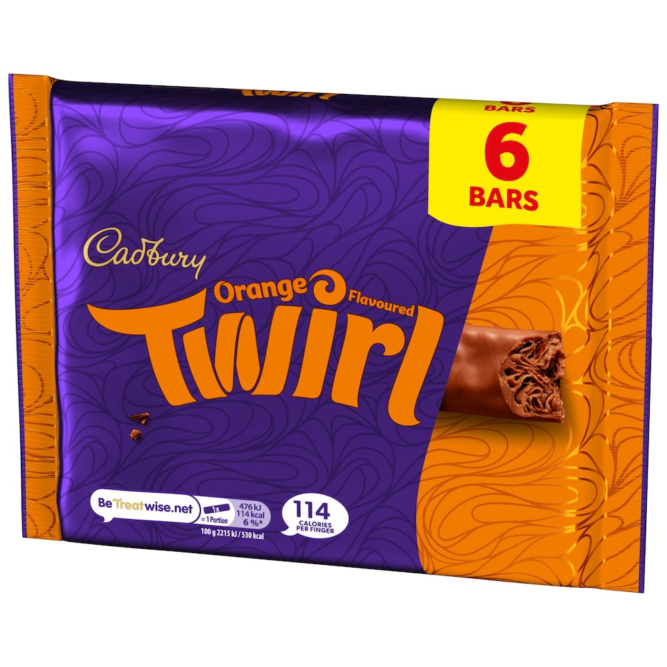 image 1 of Cadbury Twirl Orange Chocolate Bar Multipack 129g