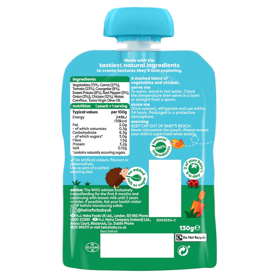 image 1 of Heinz Sweet Potato, Chicken & Veggies Pouch Baby Food 130g