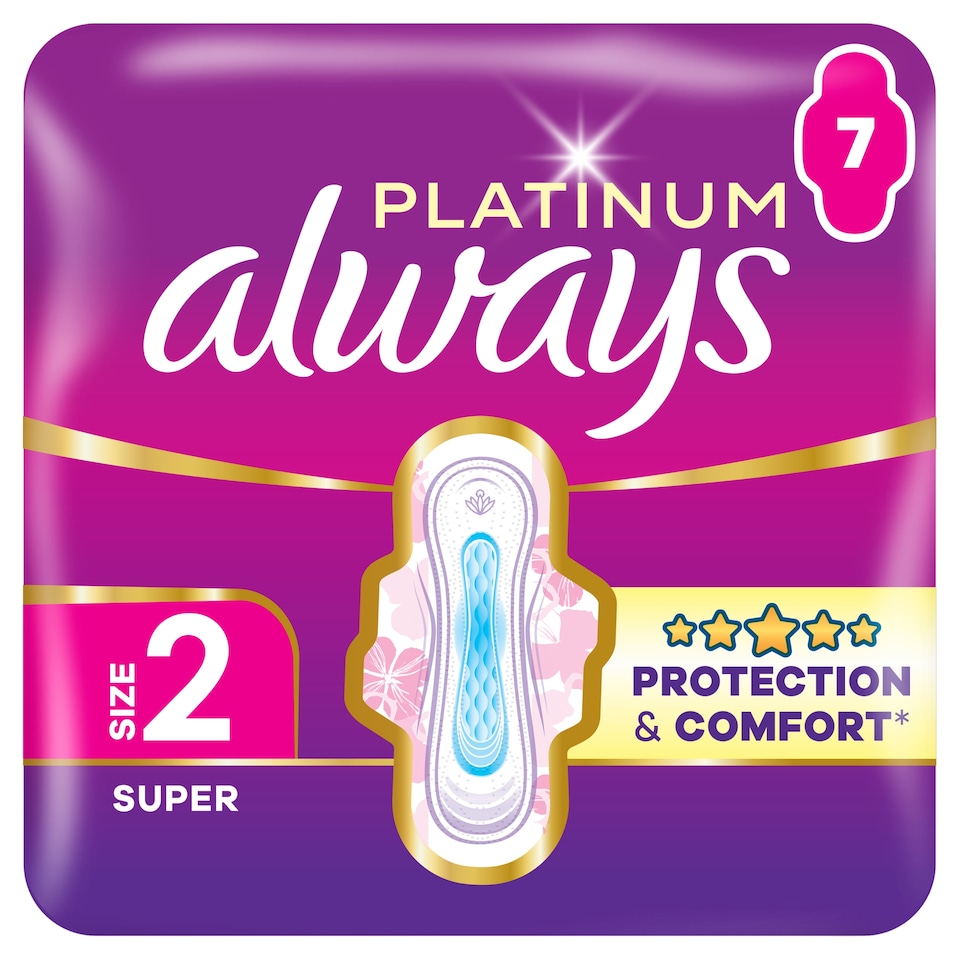 image 1 of Always Platinum Sanitary Towels Super (Size 2) 7 Pads