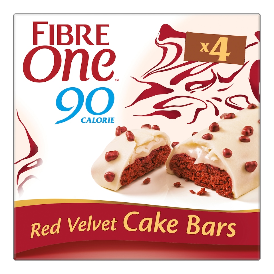 Fibre One 90 Calorie Red Velvet High Fibre Cake Bars 4 x 25g