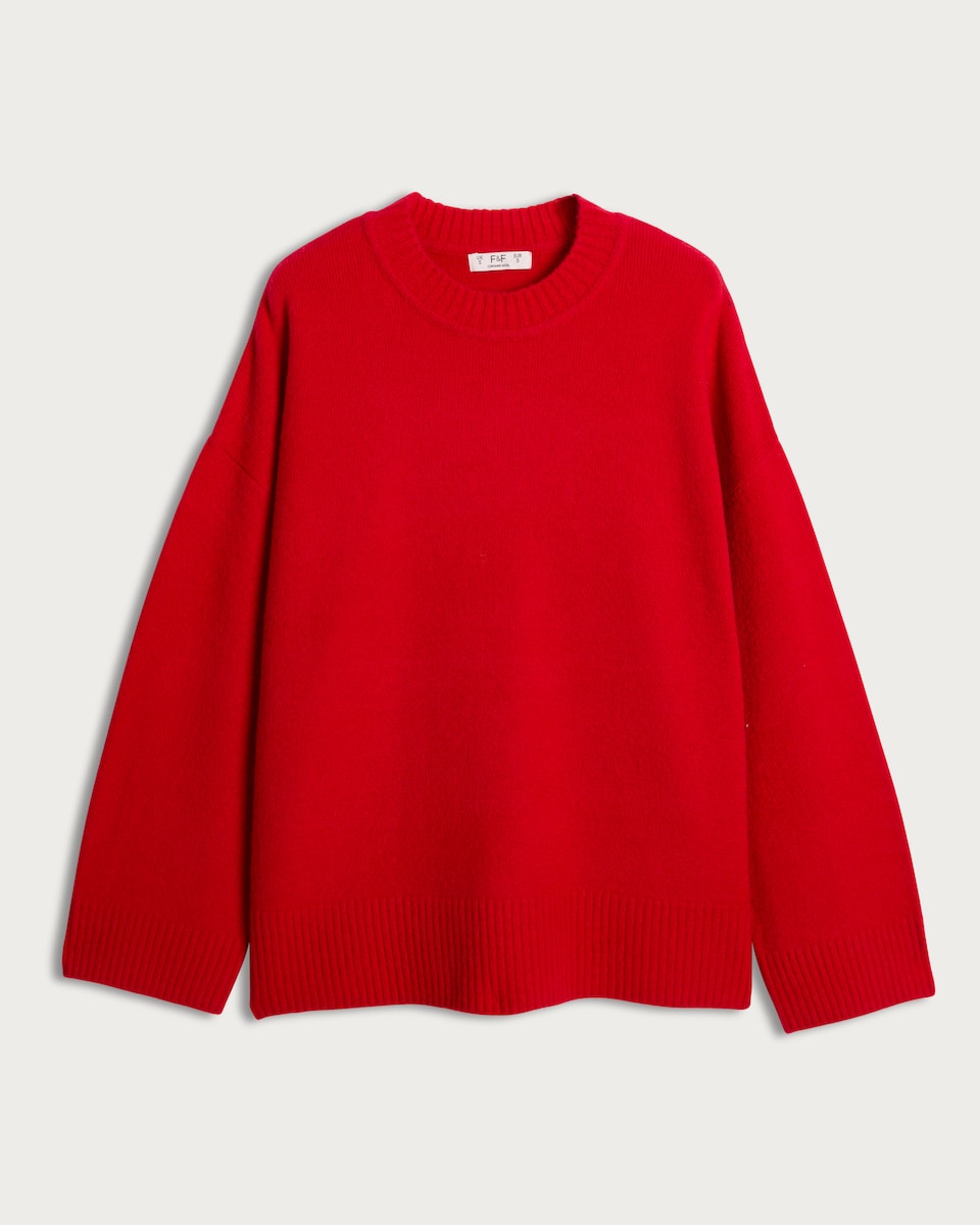 F&F Knitted Slouchy Jumper with Wool in Red