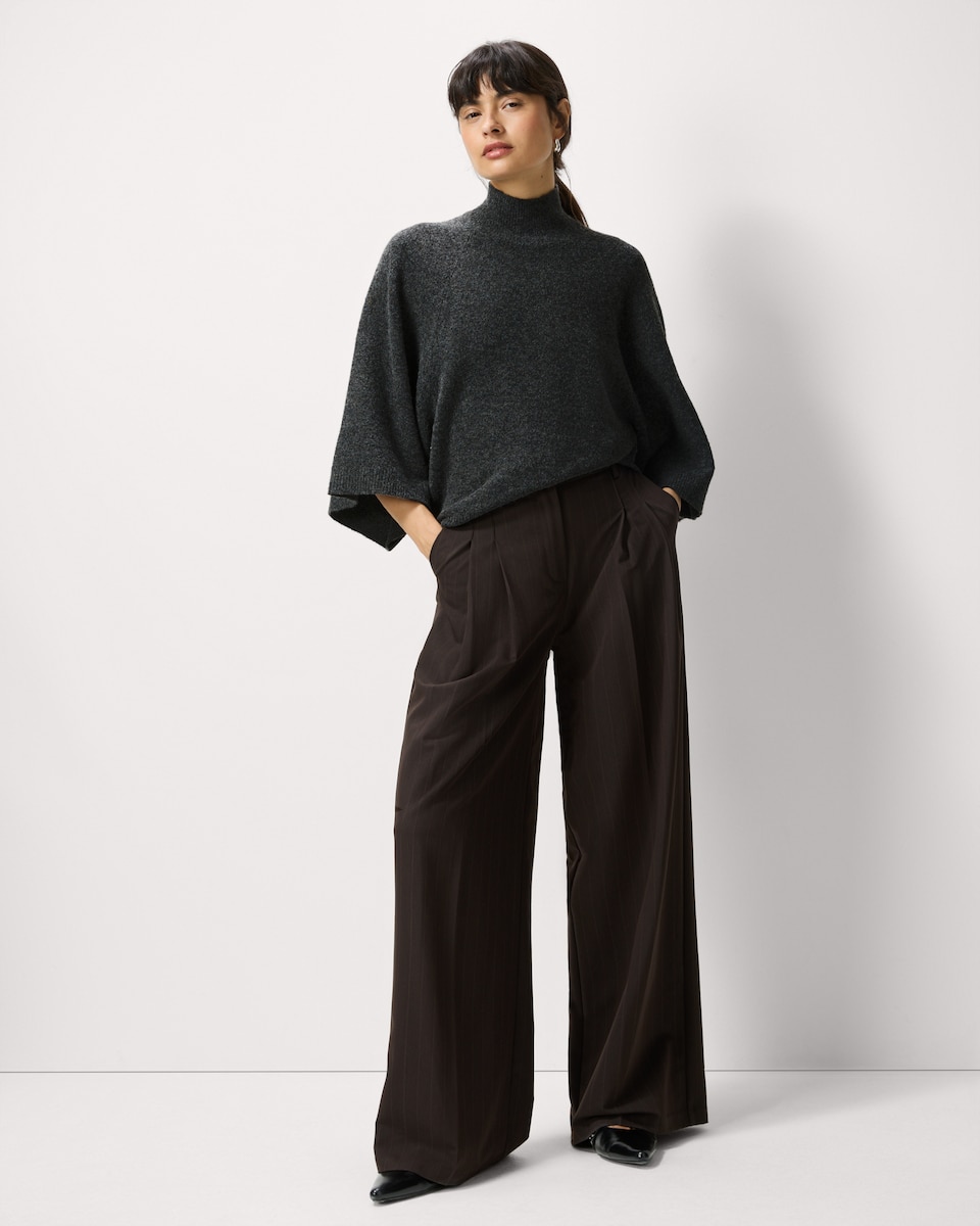 image 1 of F&F Turtle Neck Wide Sleeve Jumper in Black