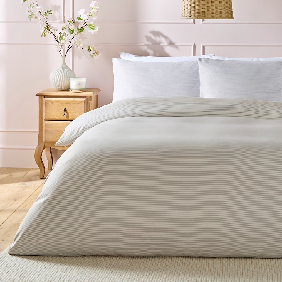 image 1 of Silentnight Love Sleep Fine Stripe duvet set double